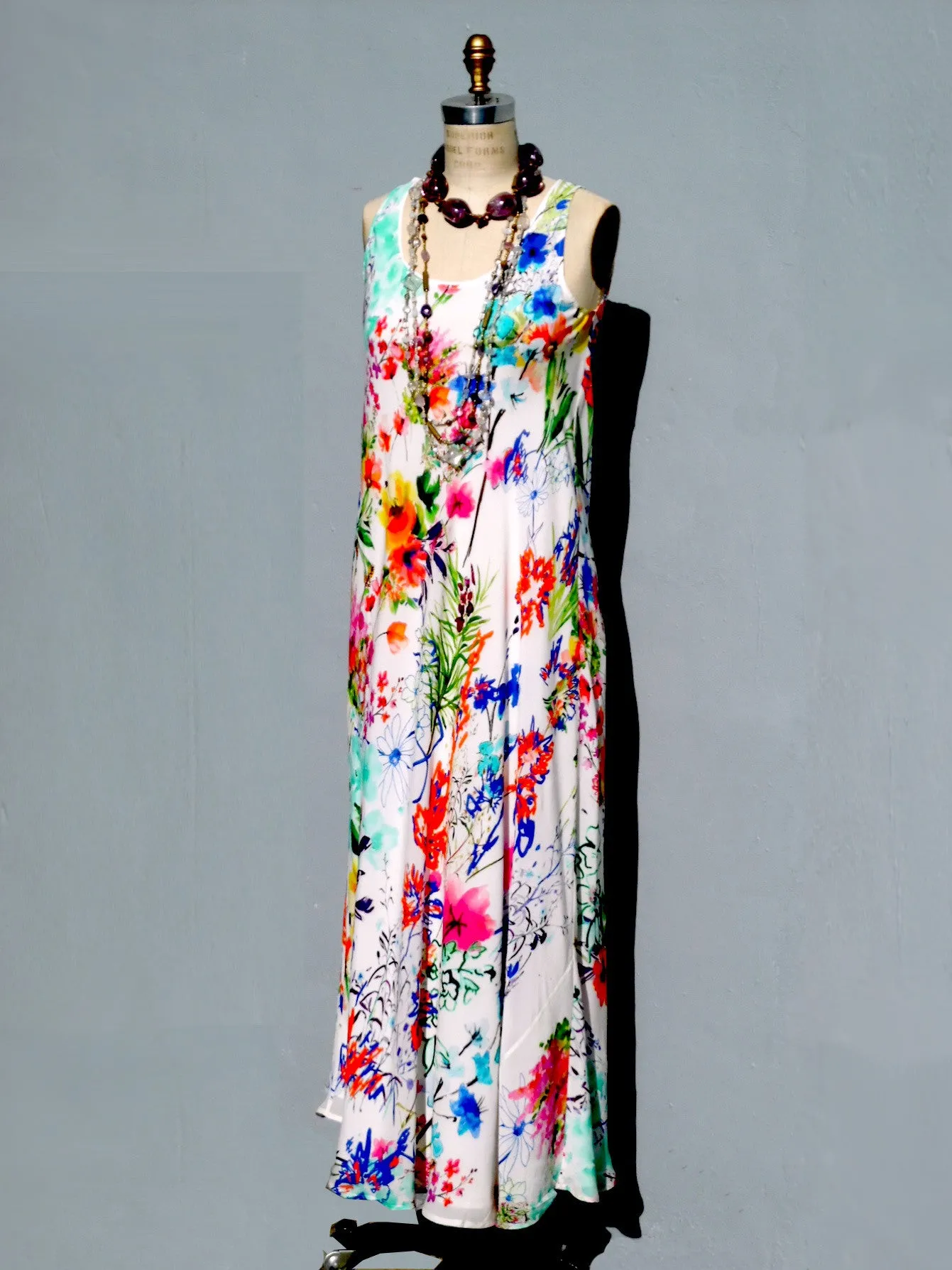 Floral Silk Long Dress