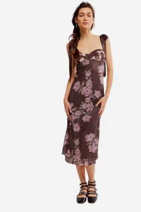 Free People Printed Got Glam Slip Dress in Chocolate Combo