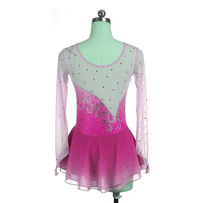 Fuschia Ombre Competition Skating Dress Crystal Design BSU12062.P STOCK