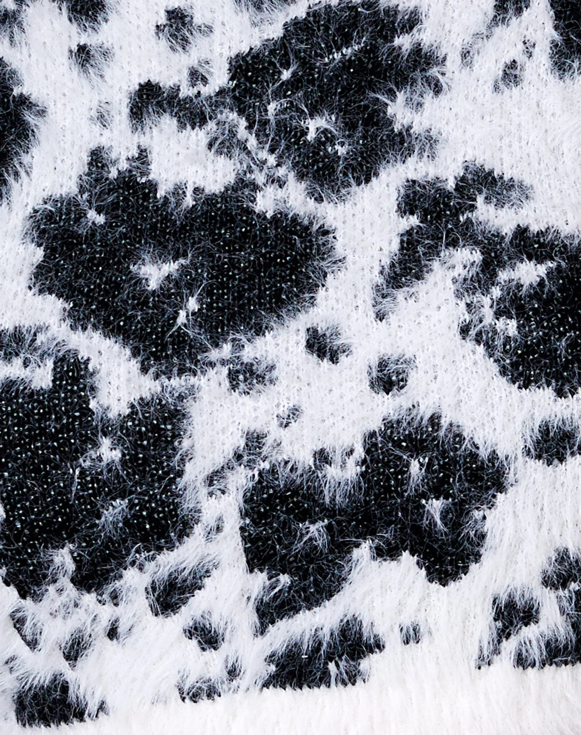 Gail Jumper in Fluffy Knit Cow Hide Black and White