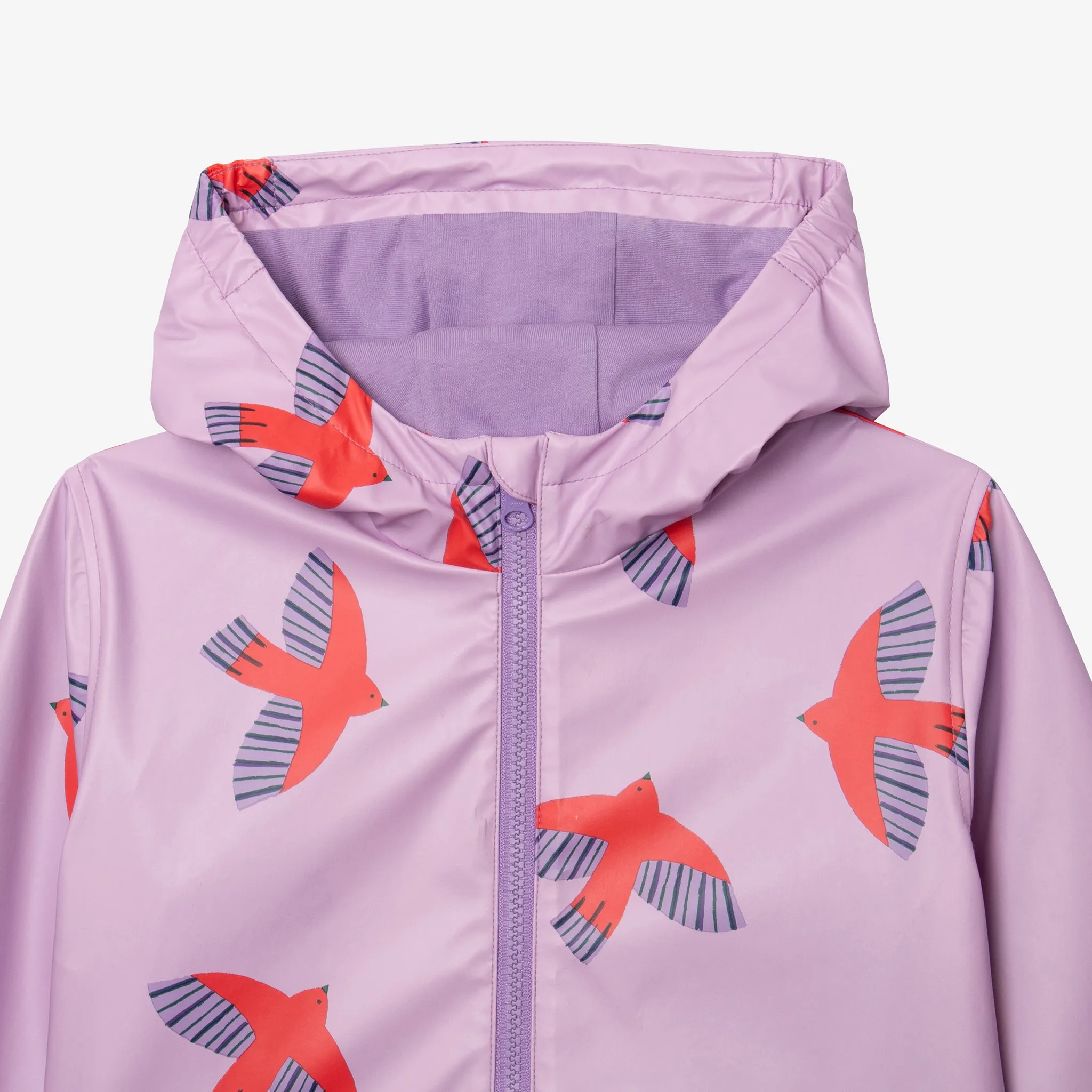 Girls' raincoat with swallow print.