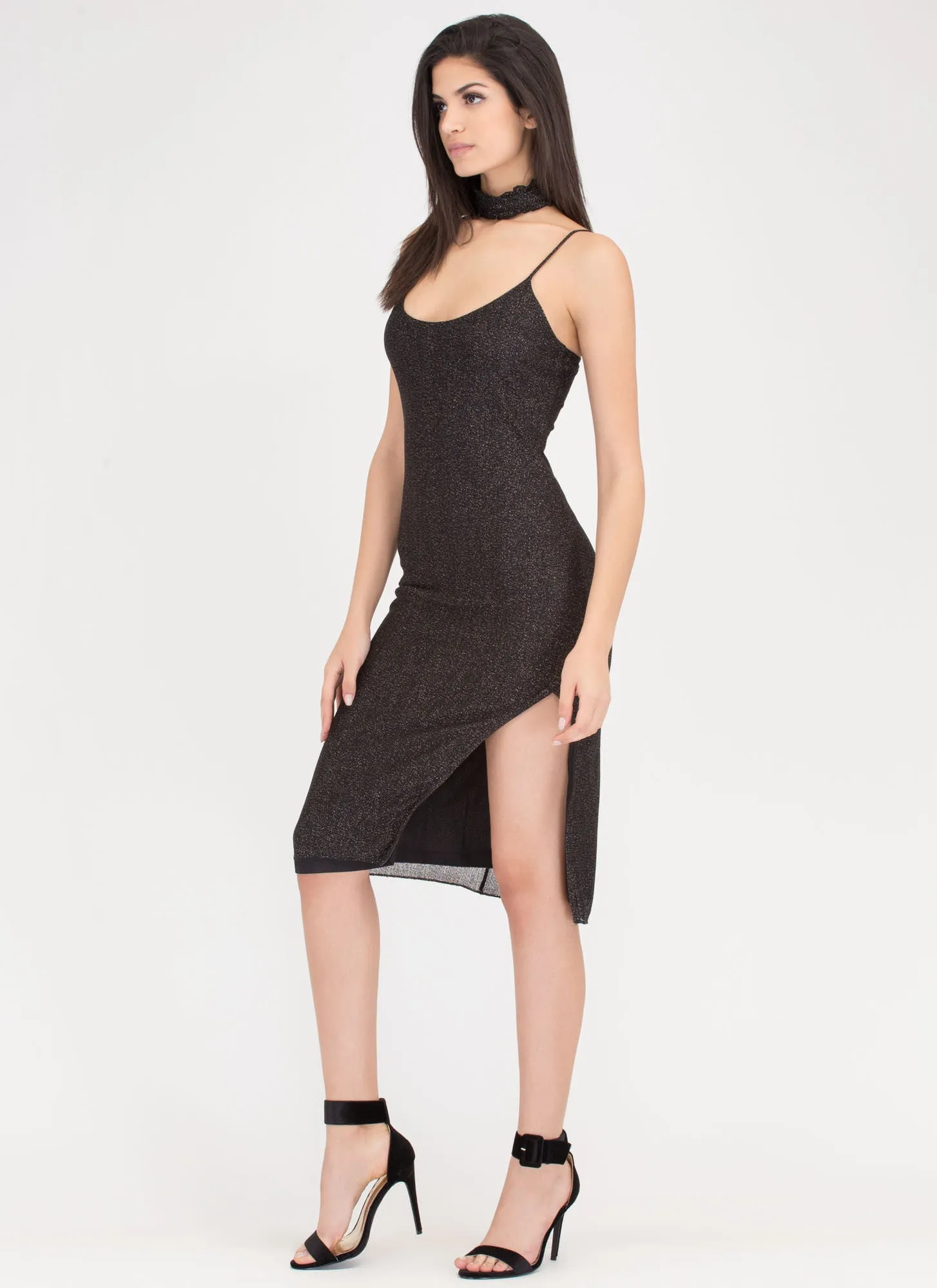 Glow-Getter Metallic Slip Dress