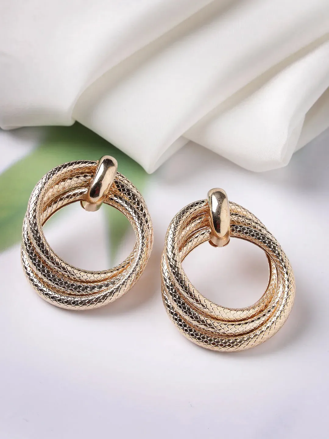 Gold Circular Drop Earrings