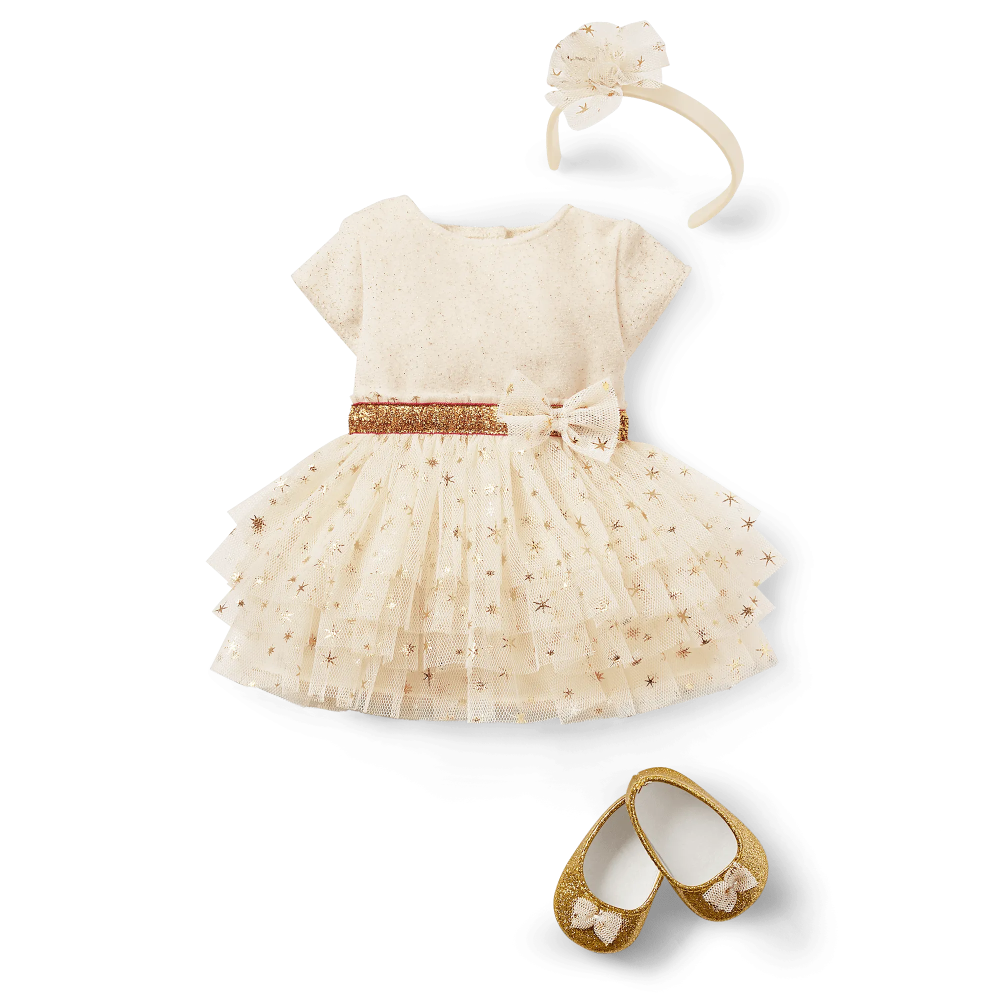 Golden Twinkle Dress for Little Girls & Bitty Baby Dolls