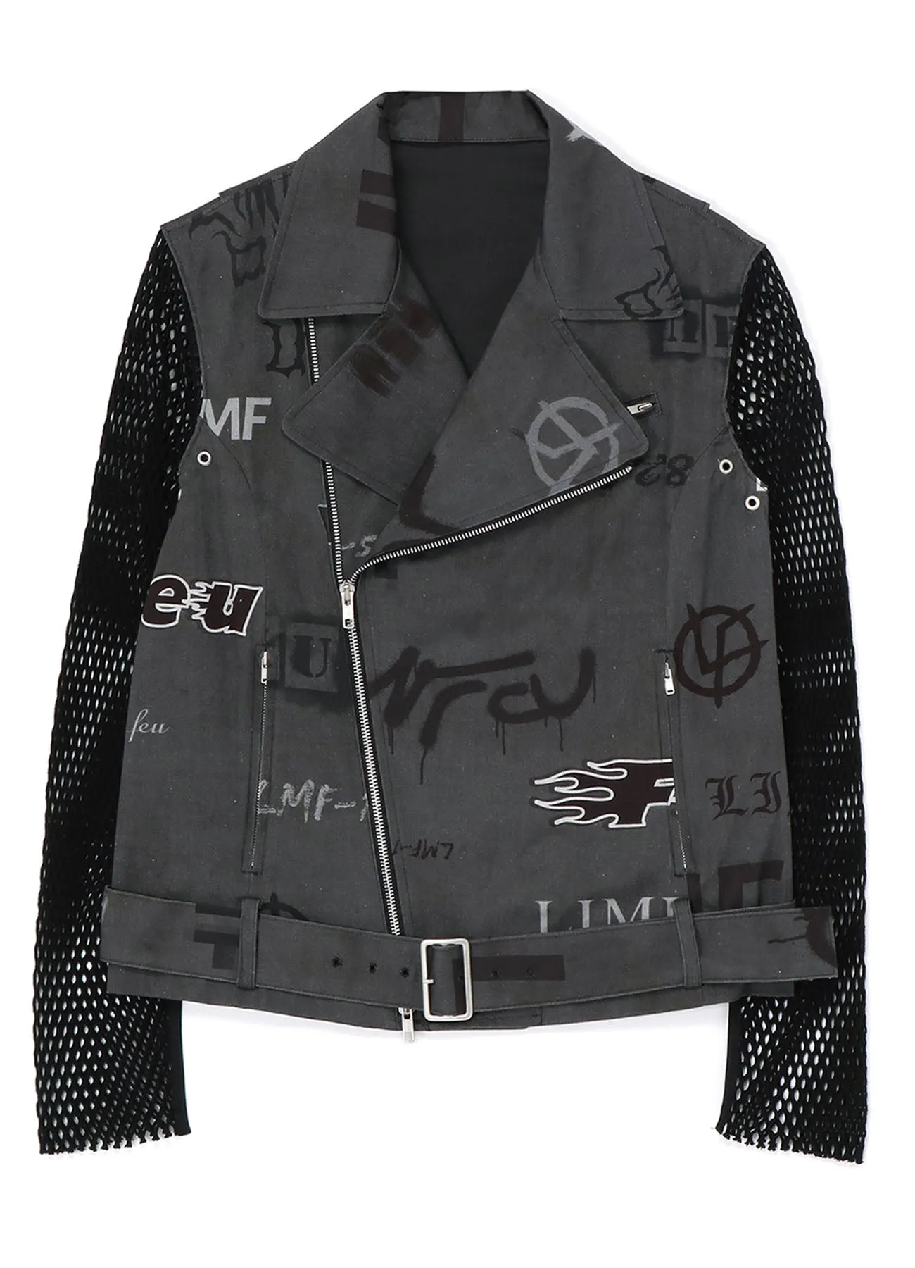 GRAFFITI PRINT BIKER JACKET