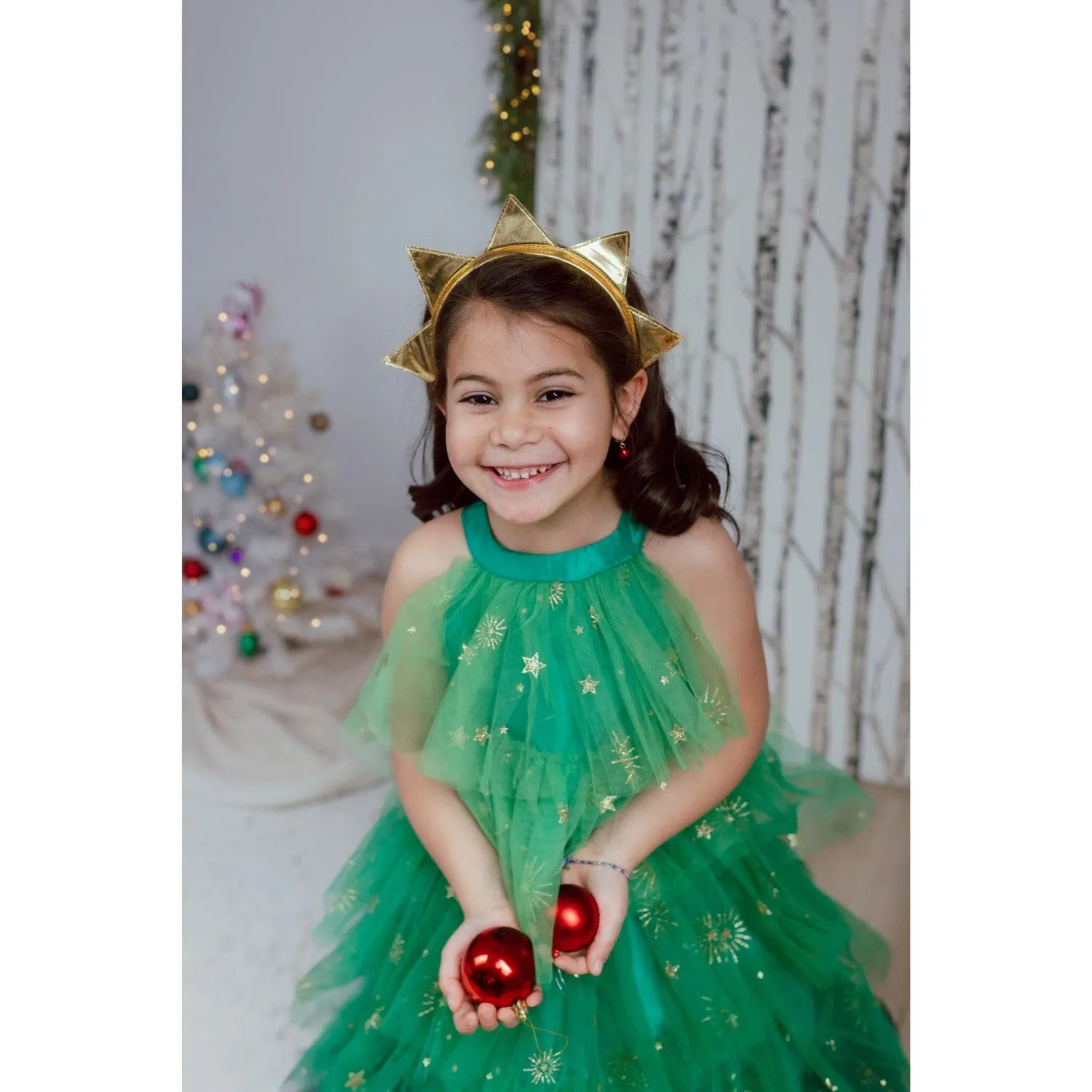 Great Pretenders Christmas Tree Dress with Headpiece, SIZE US 3-4