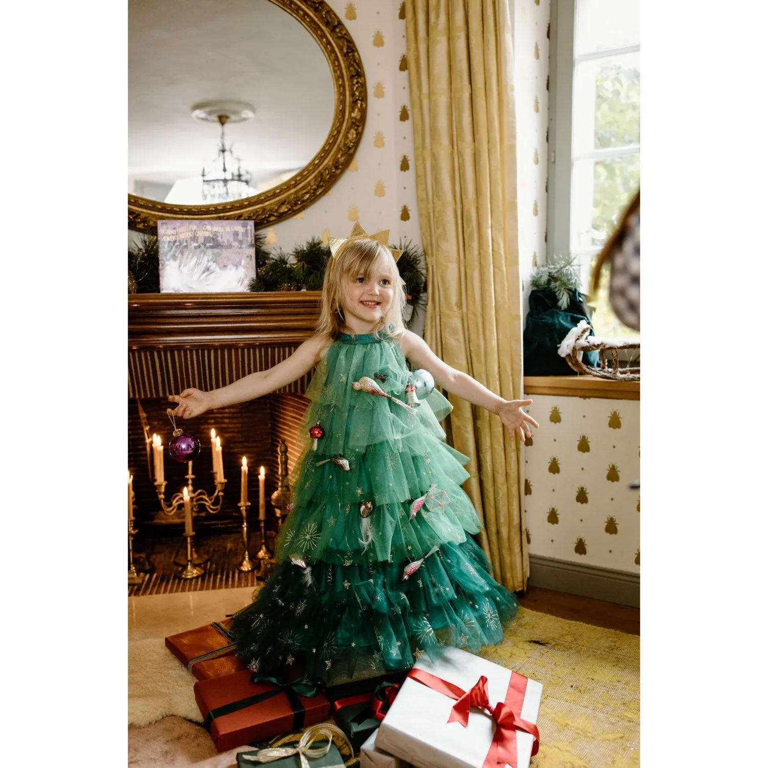 Great Pretenders Christmas Tree Dress with Headpiece, SIZE US 3-4