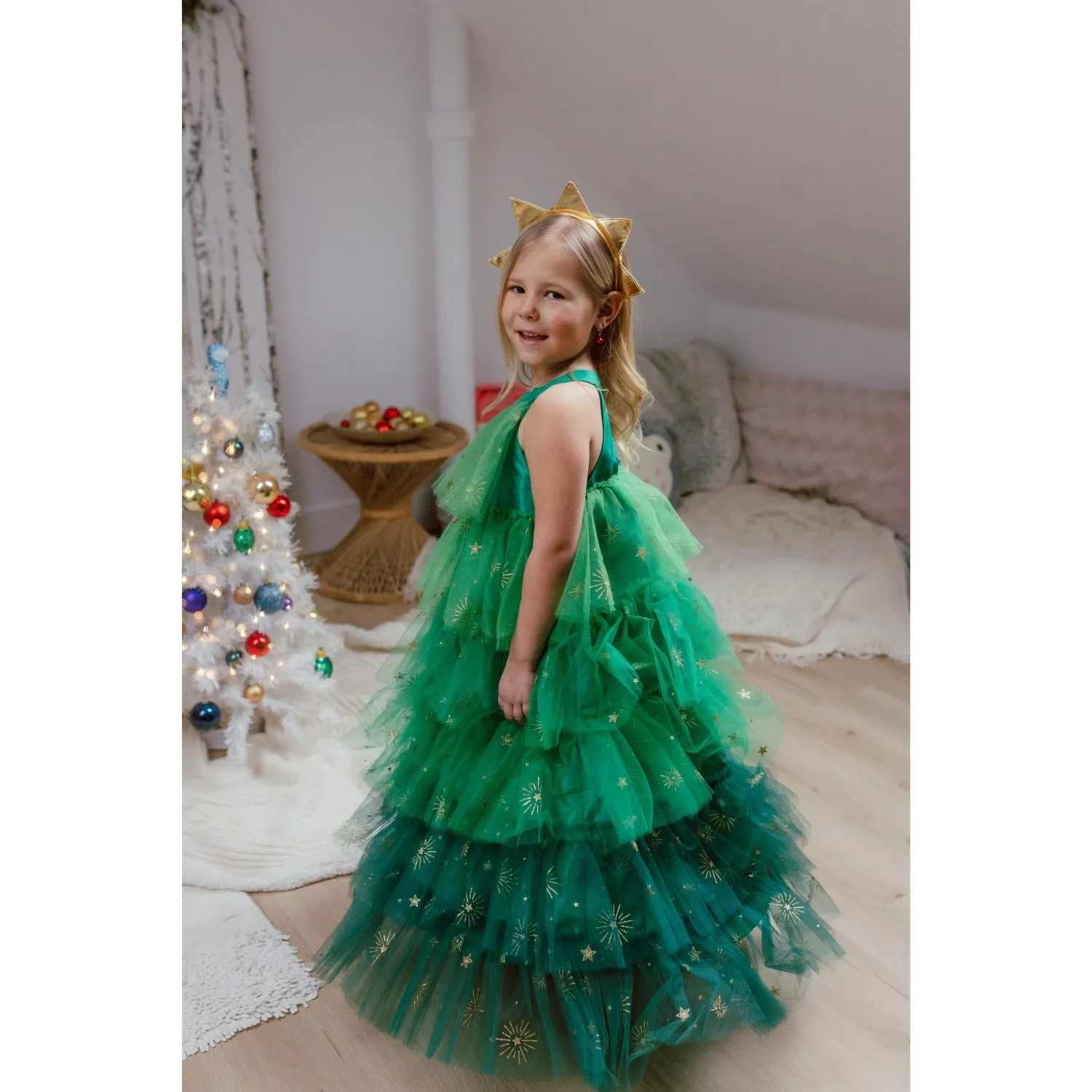 Great Pretenders Christmas Tree Dress with Headpiece, SIZE US 3-4