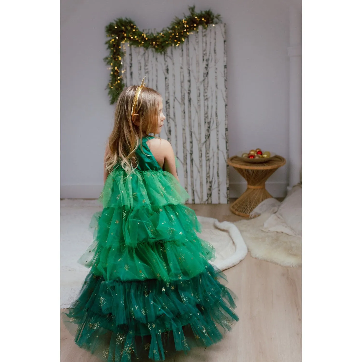 Great Pretenders Christmas Tree Dress with Headpiece, SIZE US 3-4