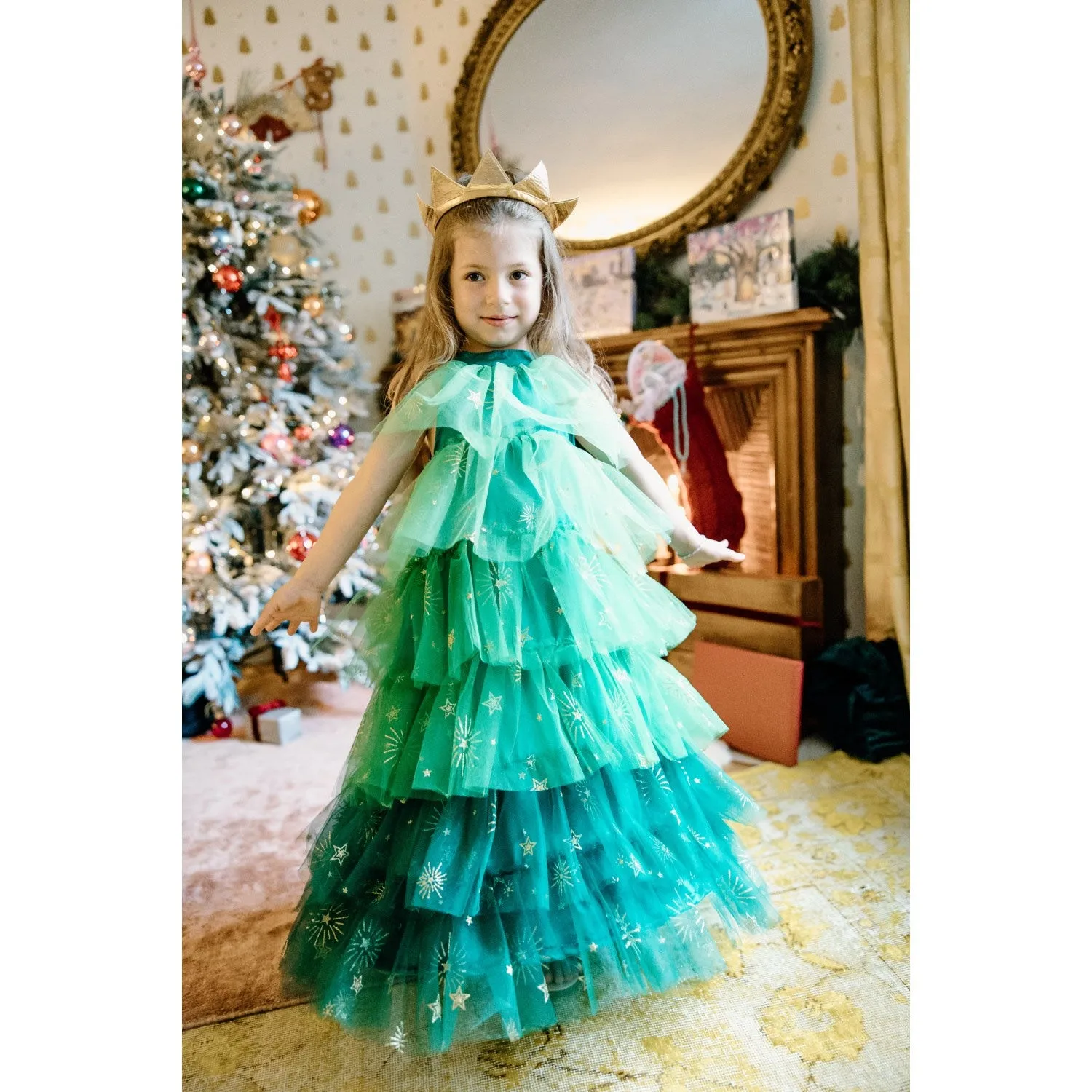 Great Pretenders Christmas Tree Dress with Headpiece, SIZE US 3-4