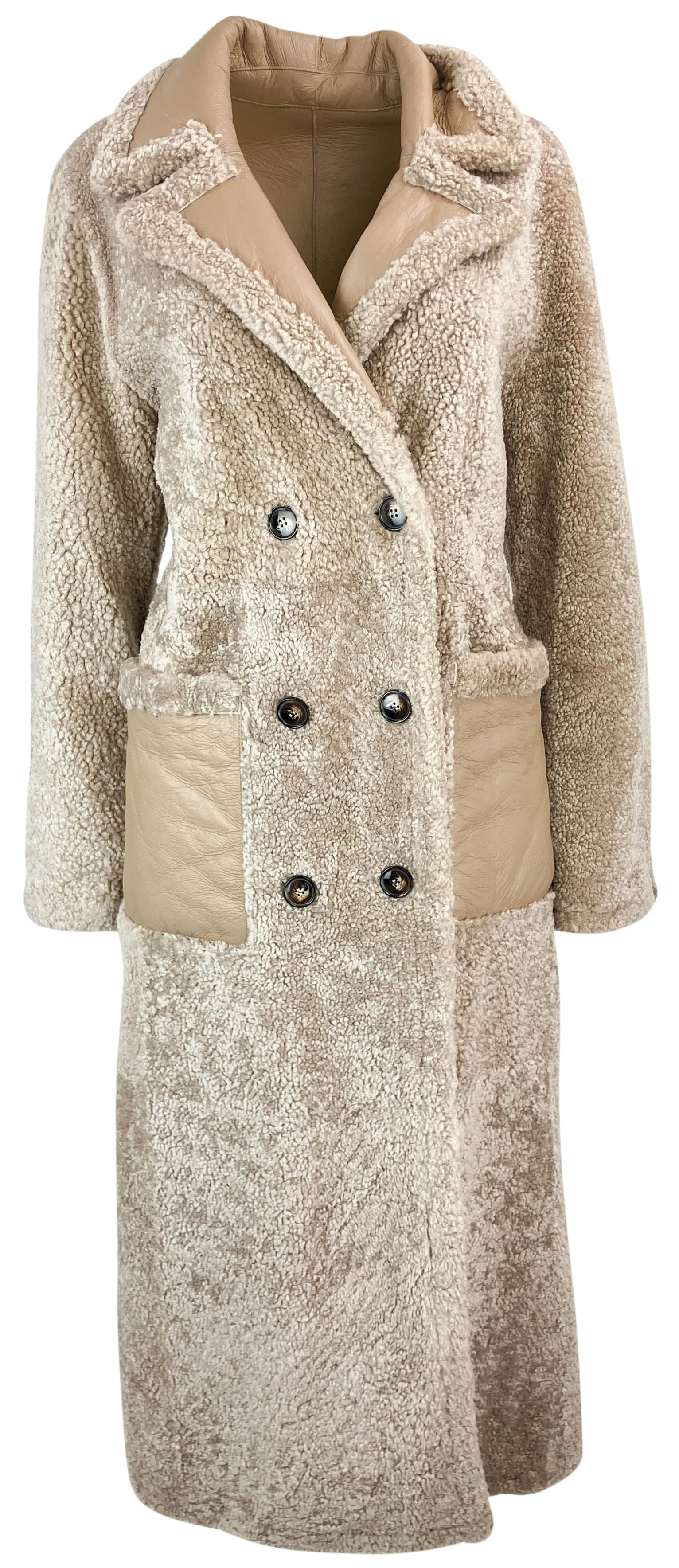 Grenn Pilot Reversible Fur Coat in Light Taupe