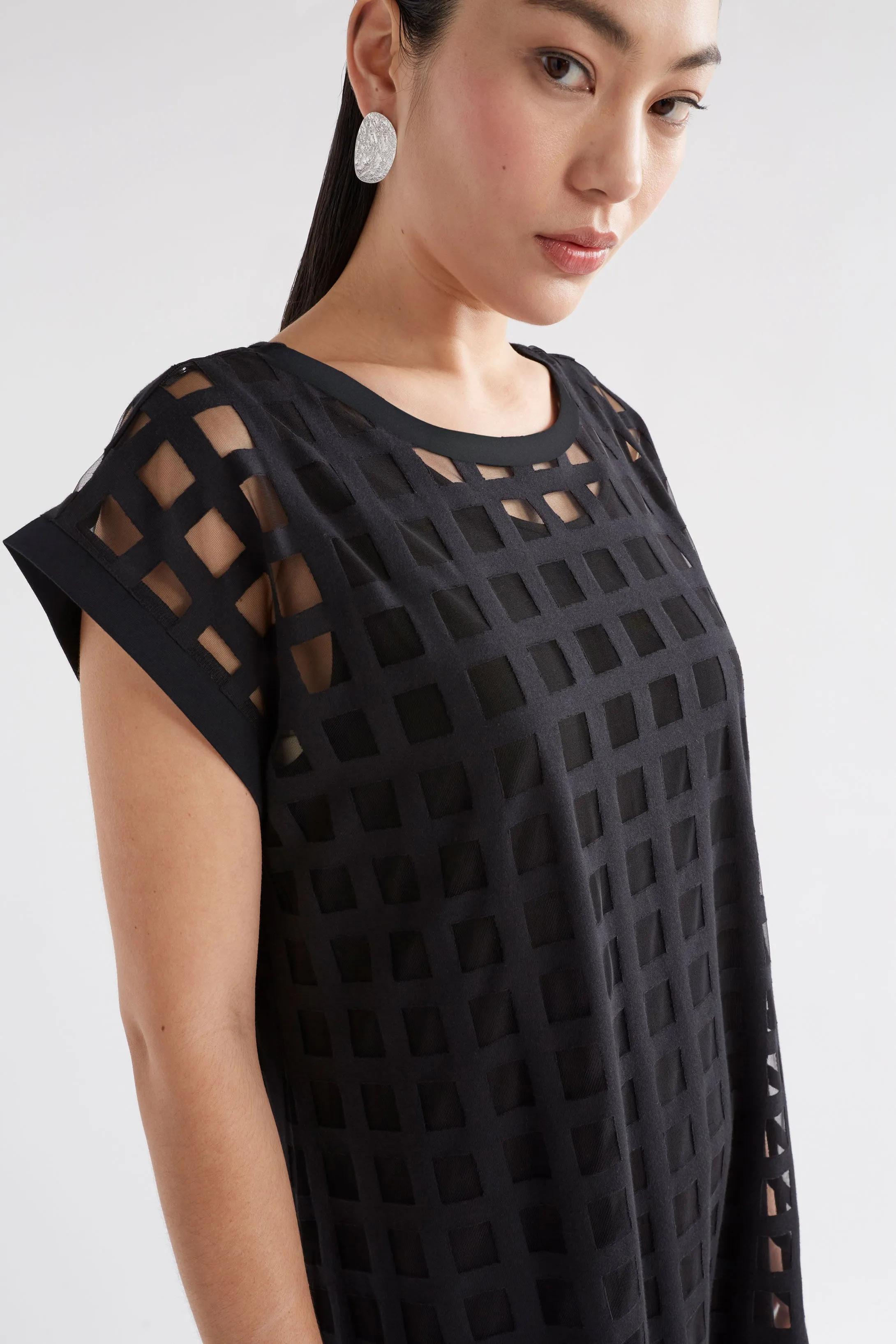 Grid Burnout Midi Dress