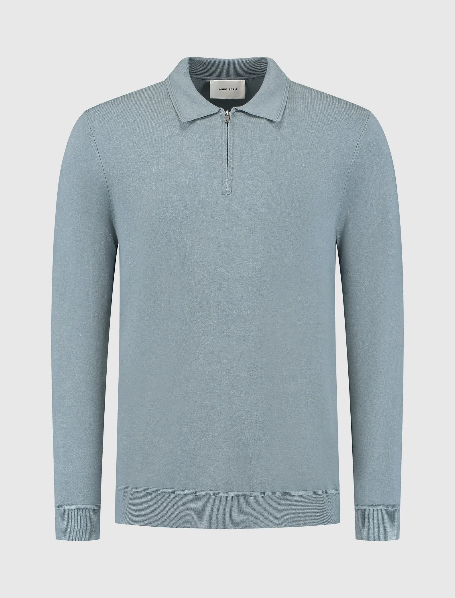 Halfzip Polo Knitwear | Blue Grey