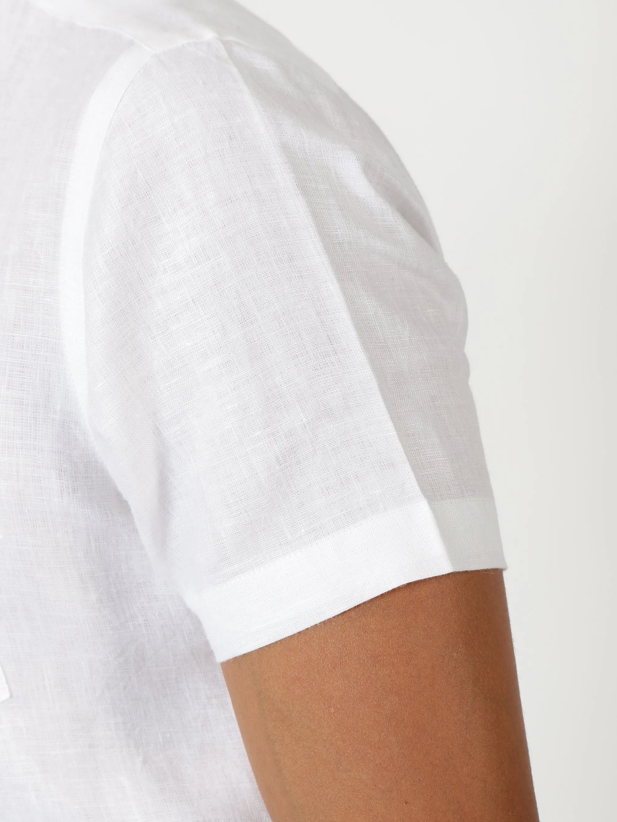 Harvey - Pure Linen Half Sleeve Shirt - White