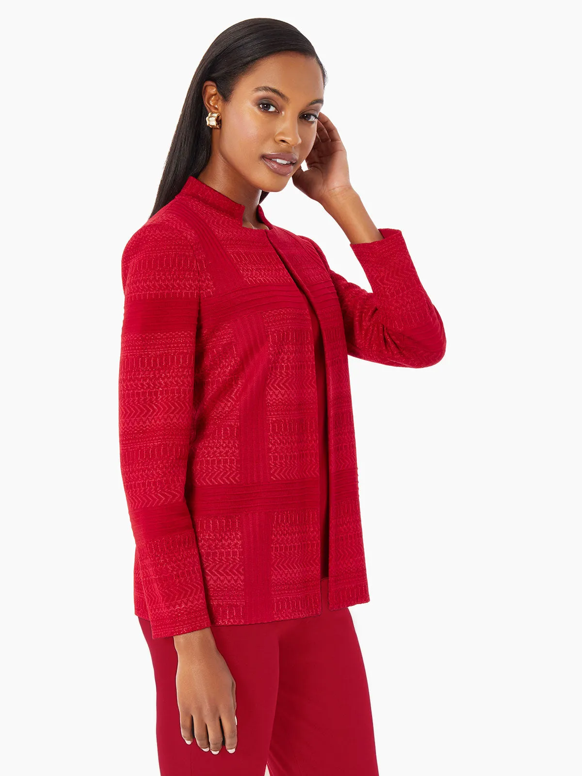 Heritage Fit Multi-Directional Pattern Knit Jacket