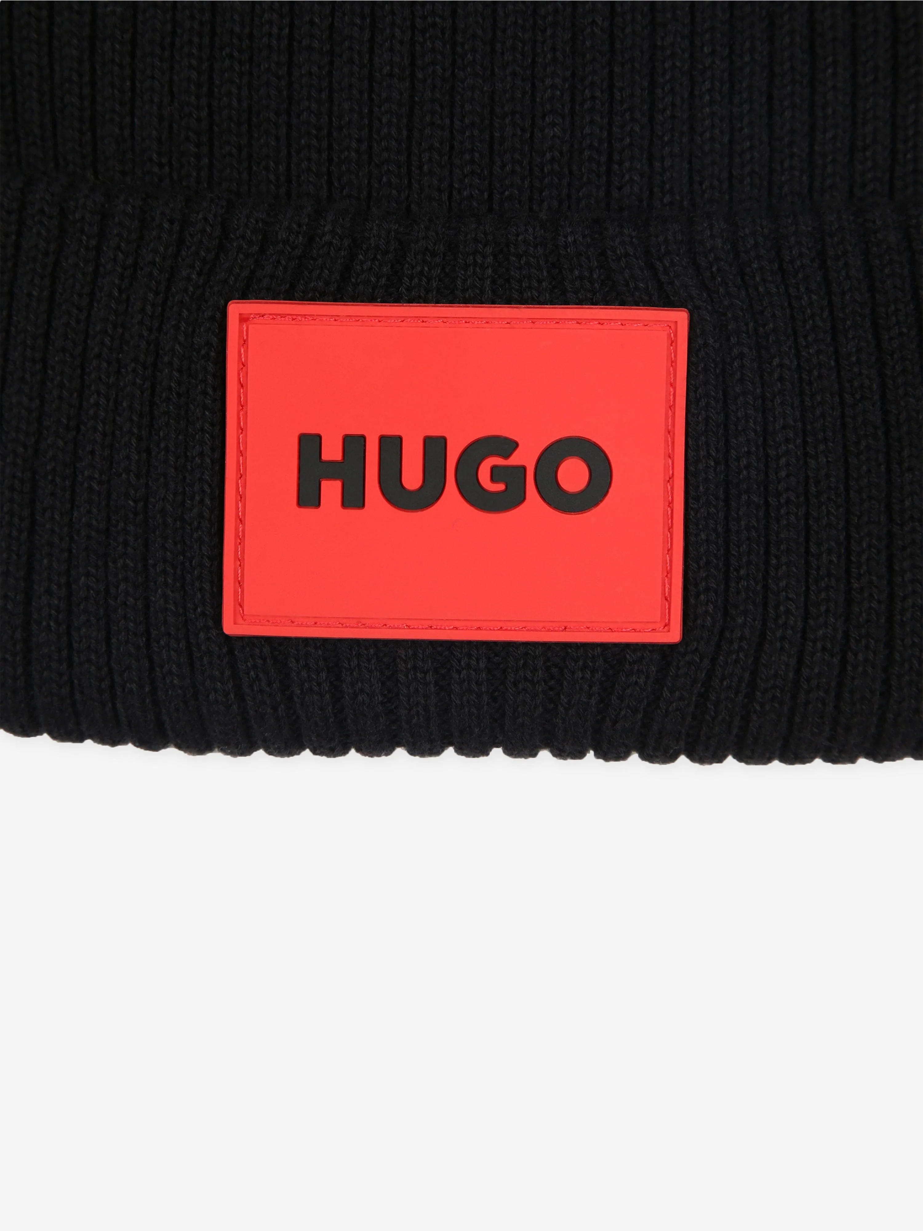 Hugo Kids Knitted Beanie Hat in Black