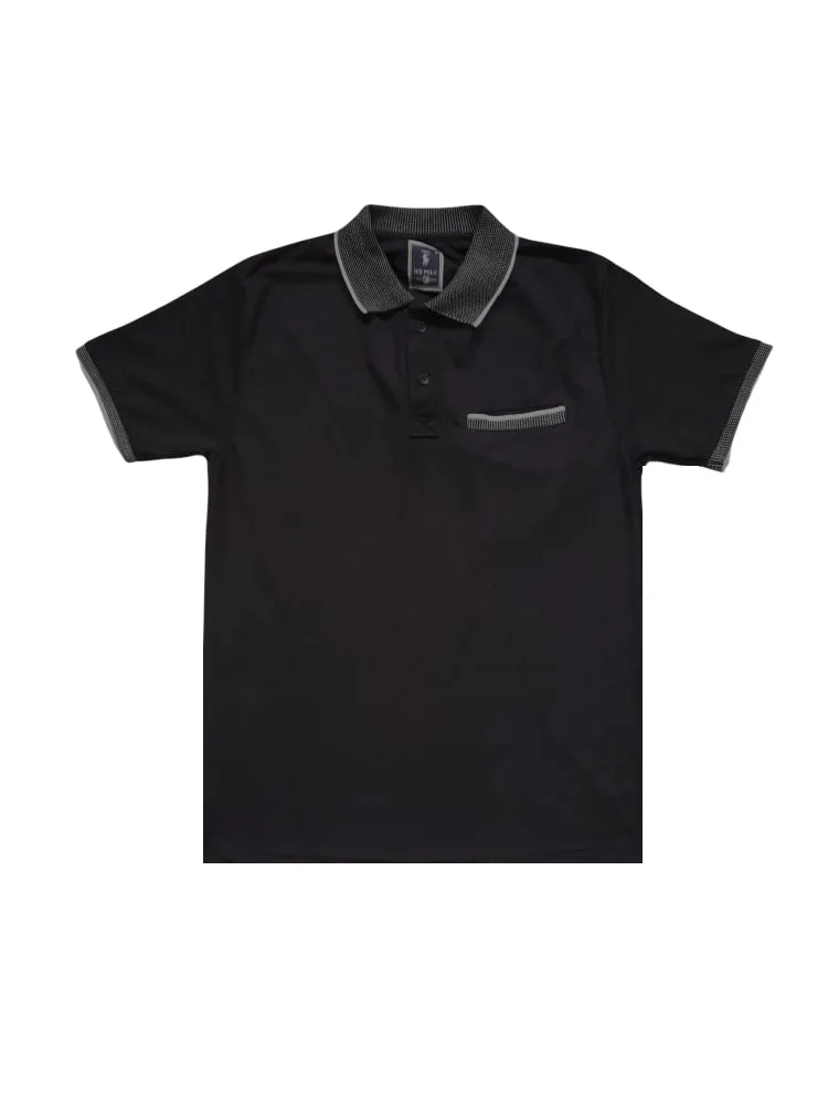 Ice Polo Black Contrast Collar Mens Polo Shirt