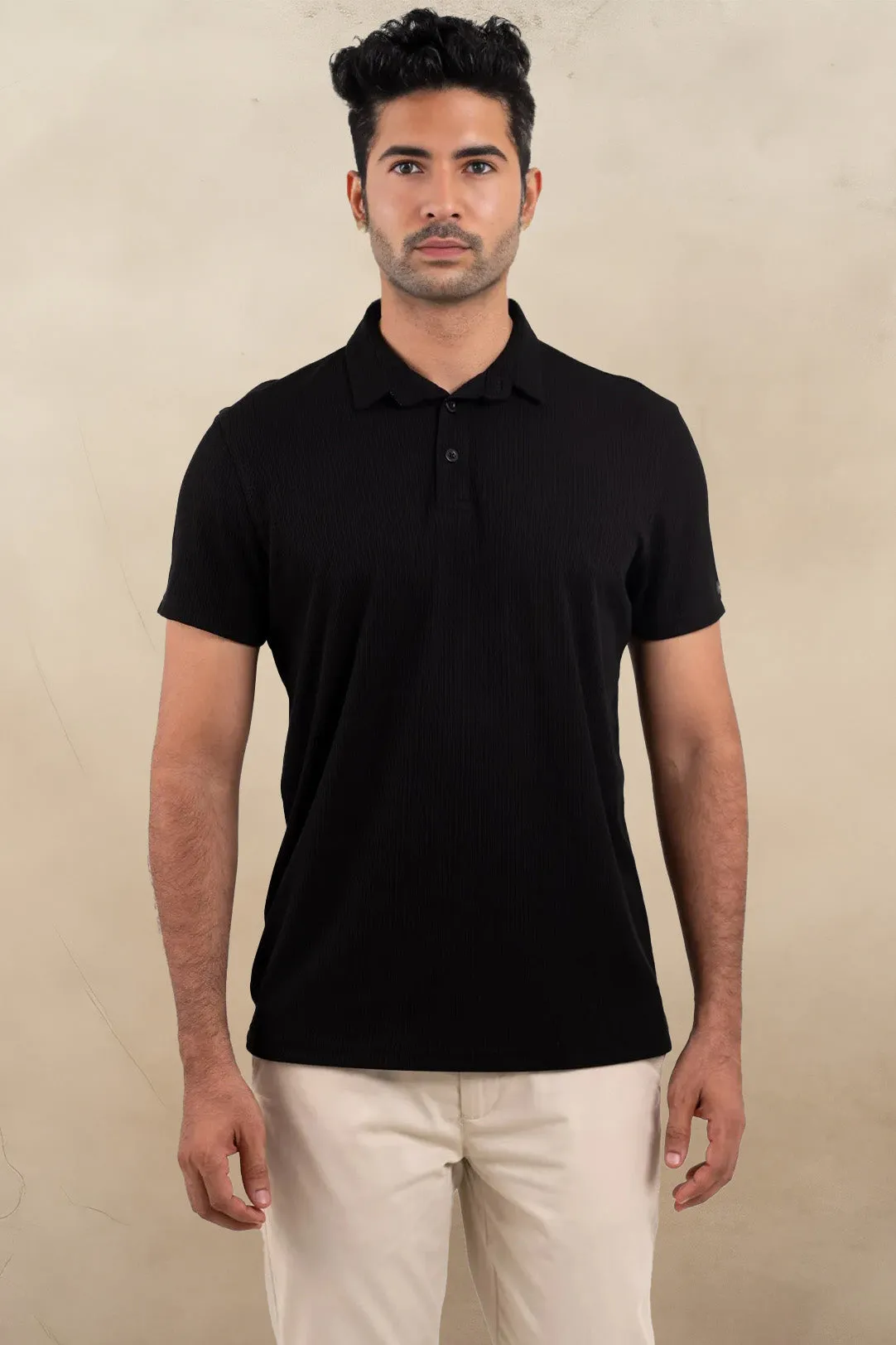 Inspiro Black Polo Tshirt For Men