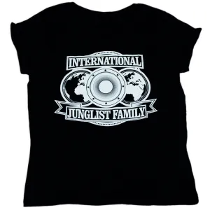 International Junglist Familly Roll Sleeve Black and White T-Shirt