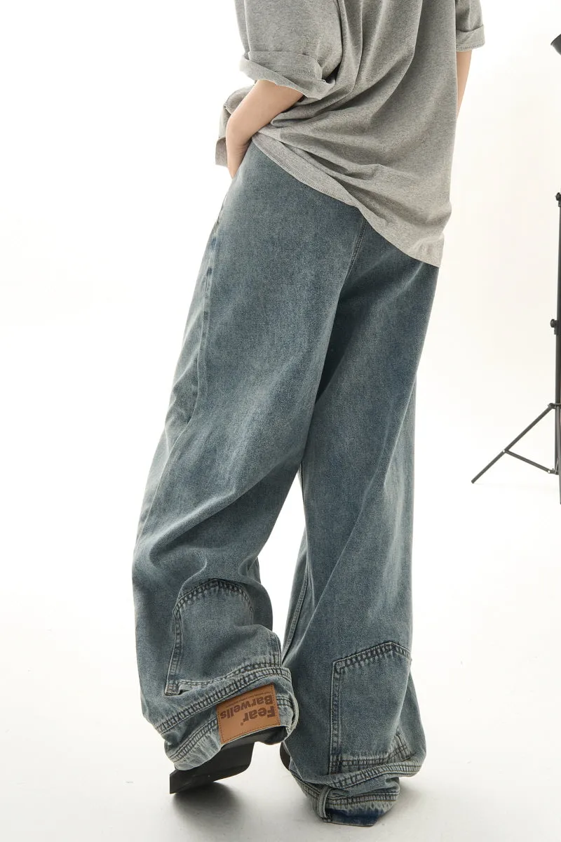 Inverted Jeans Washed Wide-Leg Pants