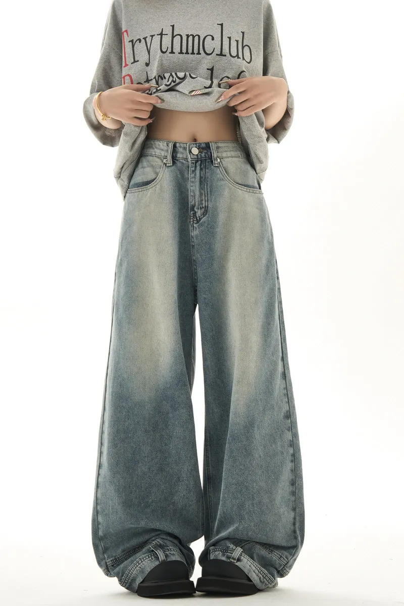 Inverted Jeans Washed Wide-Leg Pants