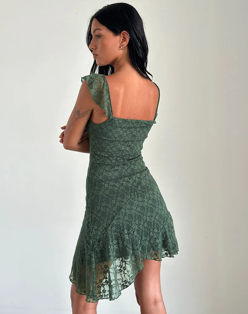 Jati Mini Dress in Sage Canina Rose Lace