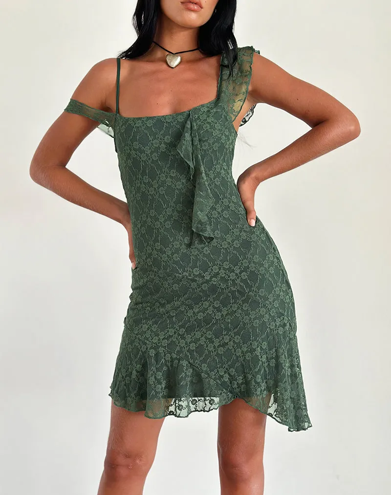 Jati Mini Dress in Sage Canina Rose Lace