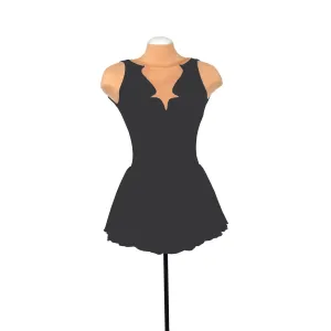 Jerry's Figure Skating Dress F21003P UNADORNED Fancy Cutwork Black Small