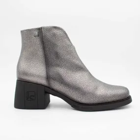 Jose Saenz Women's Silver Block Heel Ankle Boots