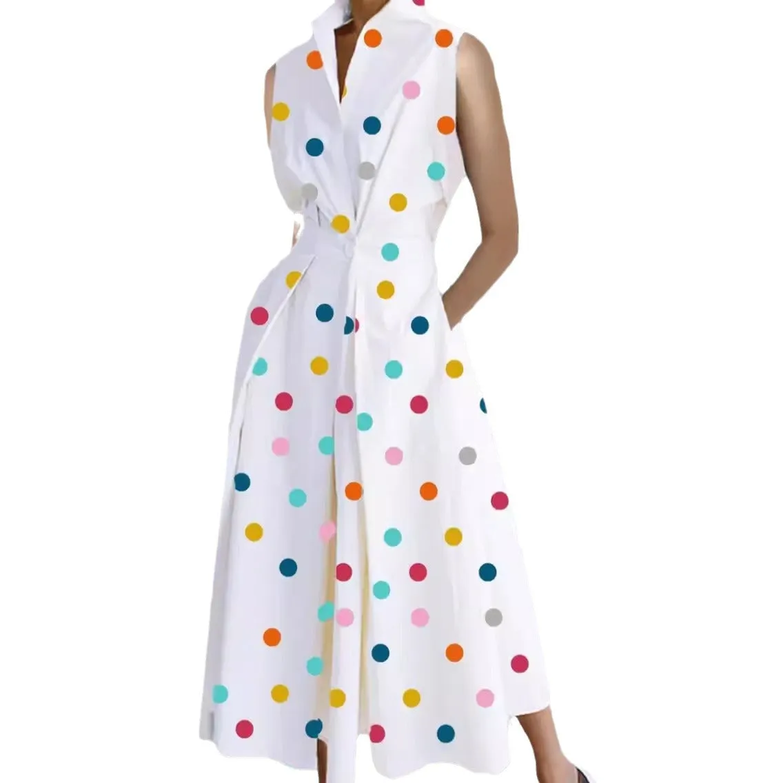 Joskaa avant garde dress to impress Dress 2024 Summer New Commuter Fashion Polka Dot V-neck Women's Button Fishtail Skirt