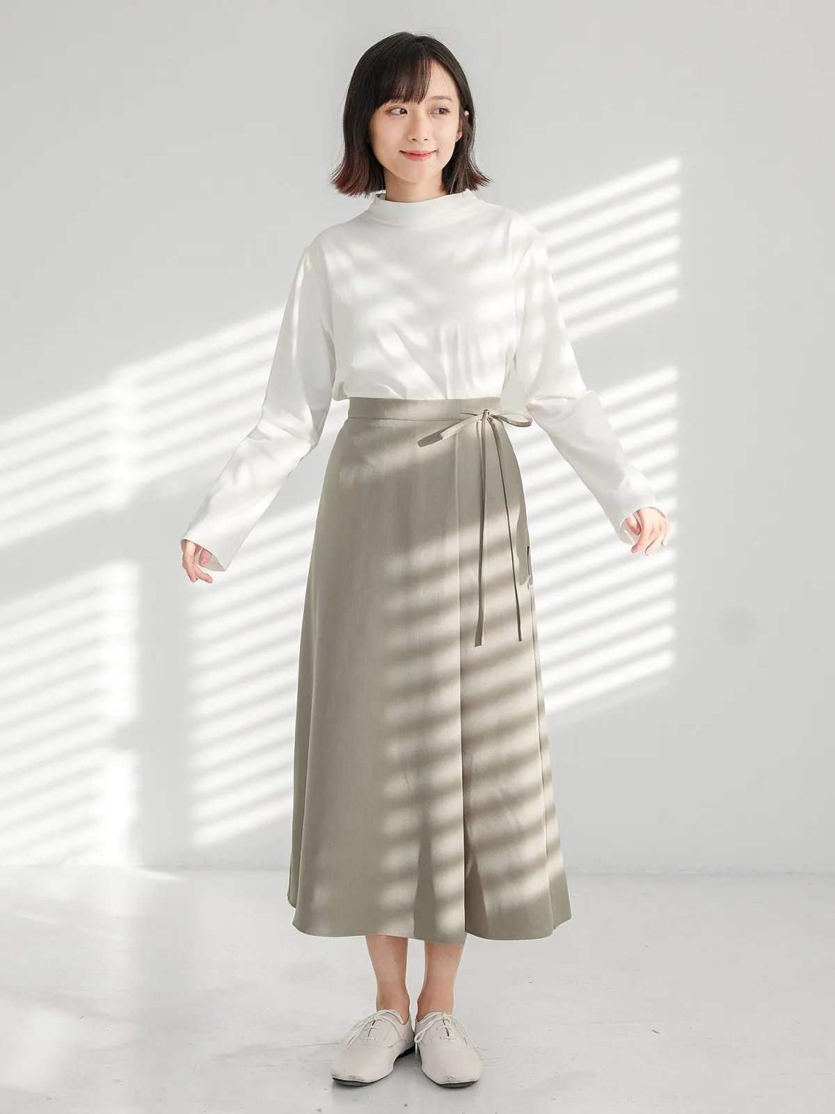 Joy Tie-detail Midi Skirt (Long/ Short ver.)