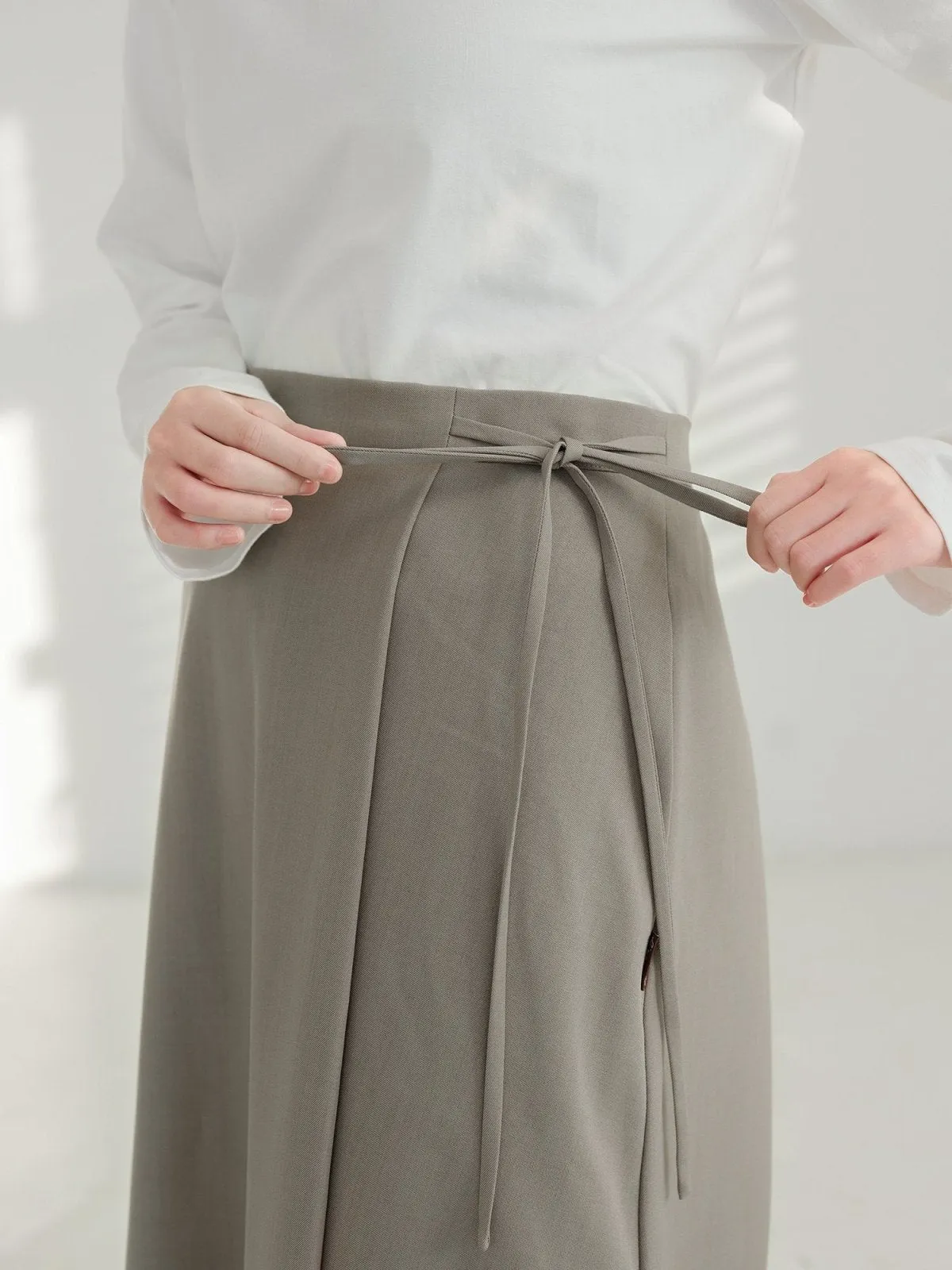 Joy Tie-detail Midi Skirt (Long/ Short ver.)