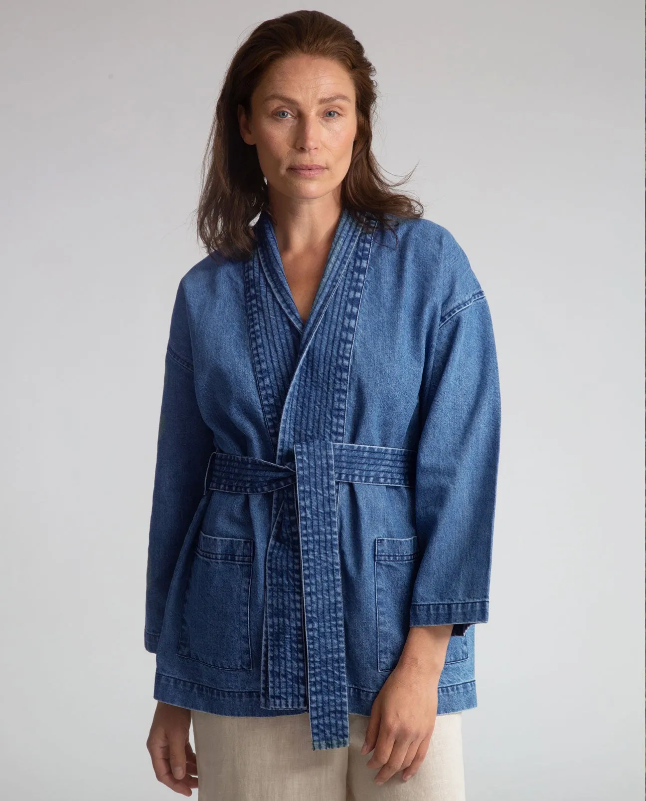 Katy Organic Cotton Denim Jacket in Mid Denim