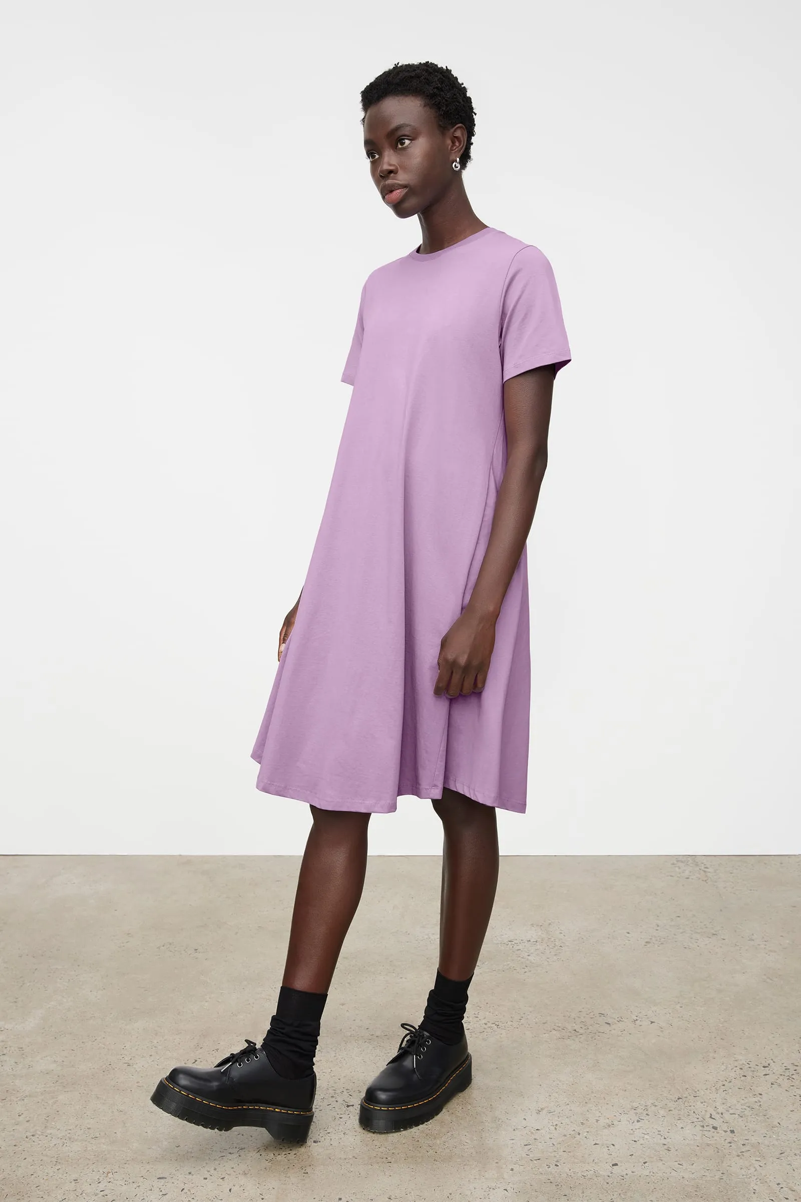 Kowtow Classic A-Line Tee Dress - Lavender