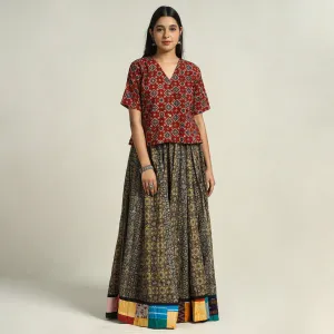 Kutch Block Printed 24 Kali Cotton Long Skirt 43