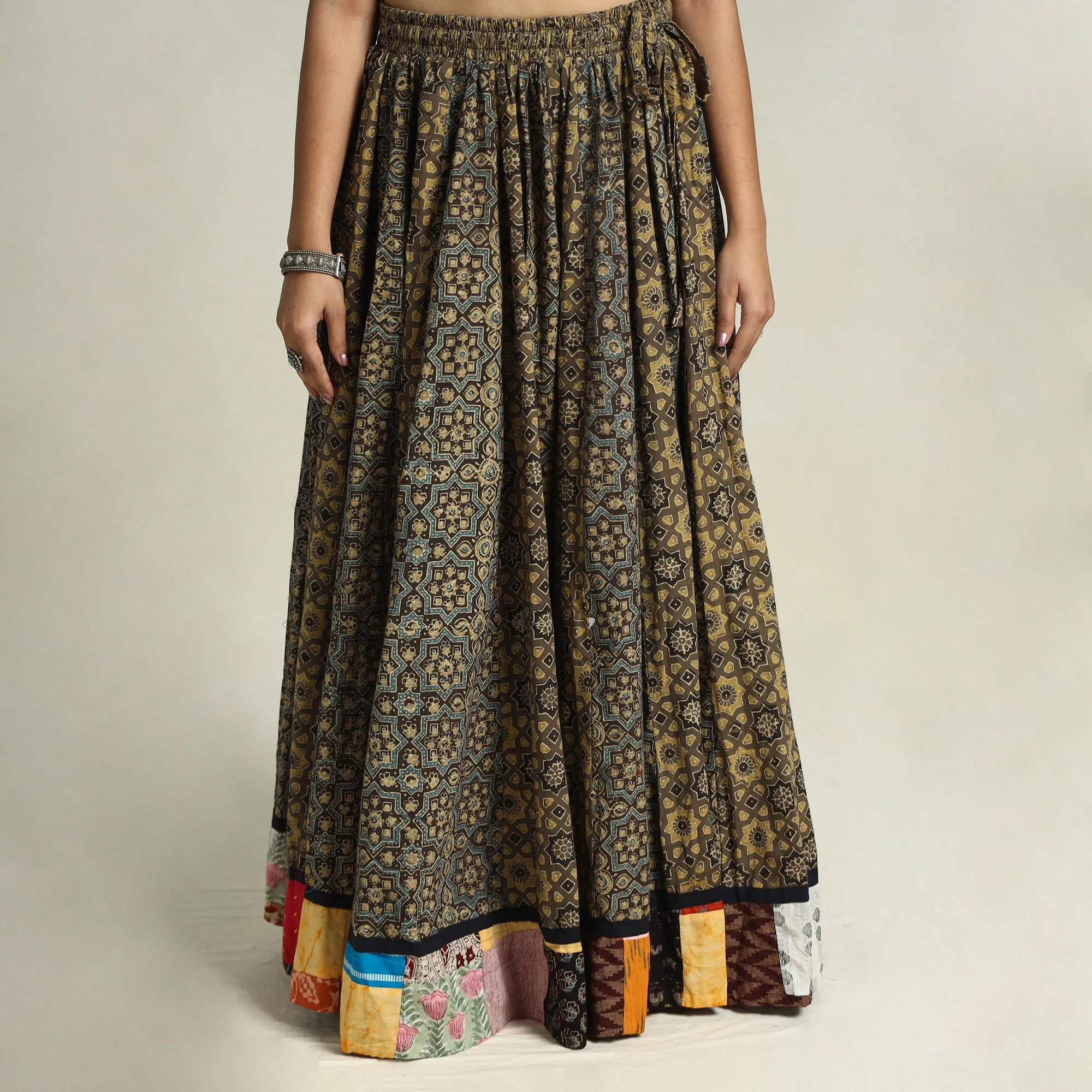 Kutch Block Printed 24 Kali Cotton Long Skirt 43