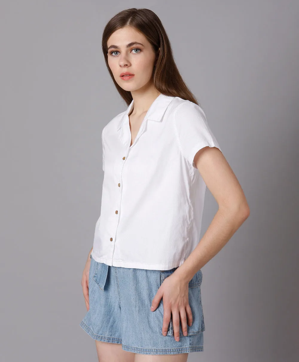 Lapel Collar White Shirt