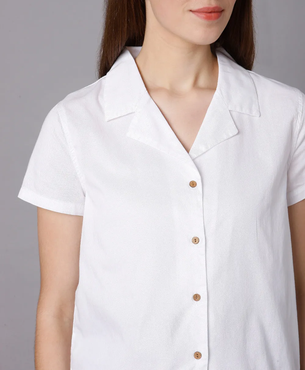 Lapel Collar White Shirt