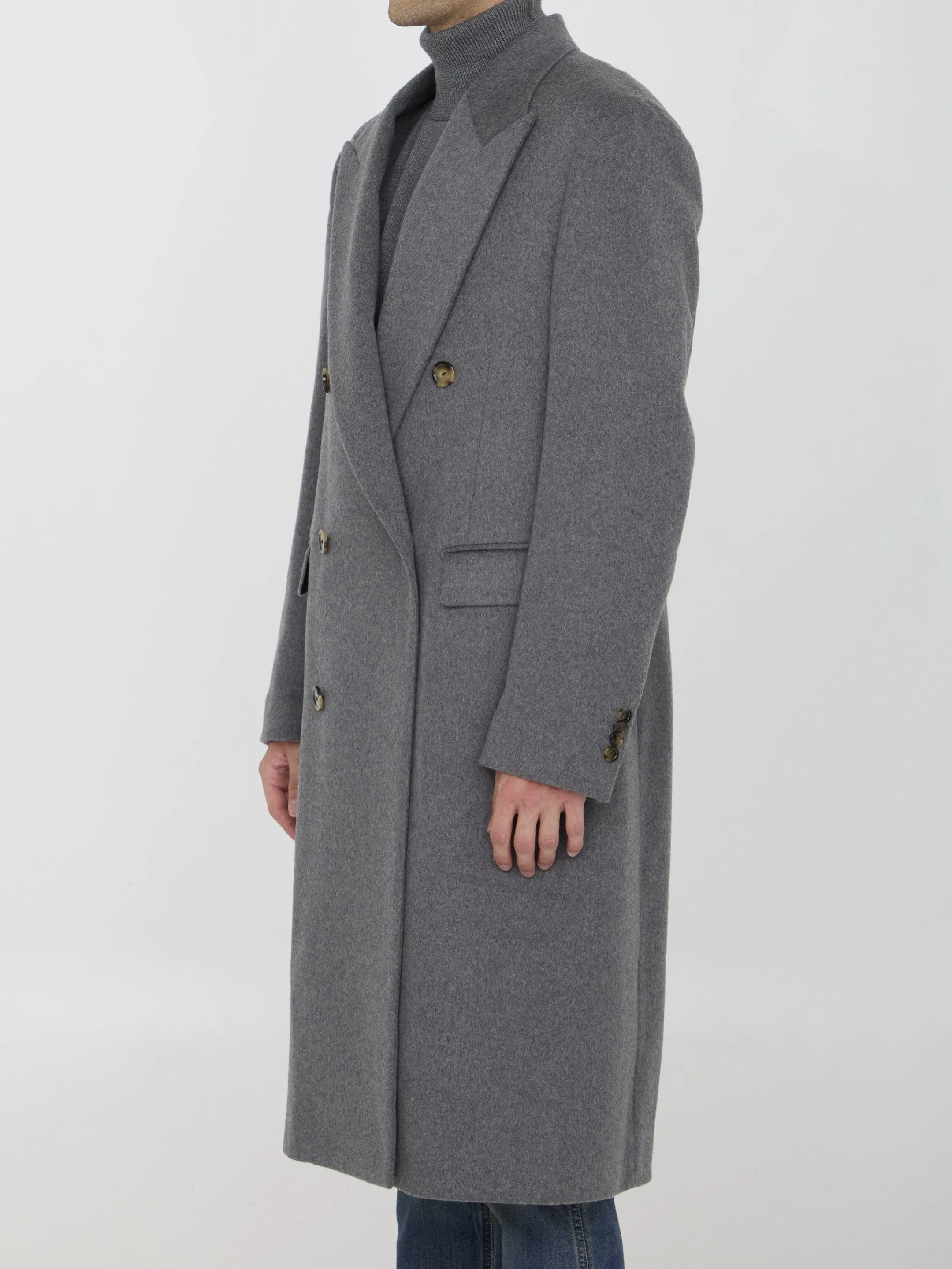 Lardini Classic Cashmere Coat in Gray