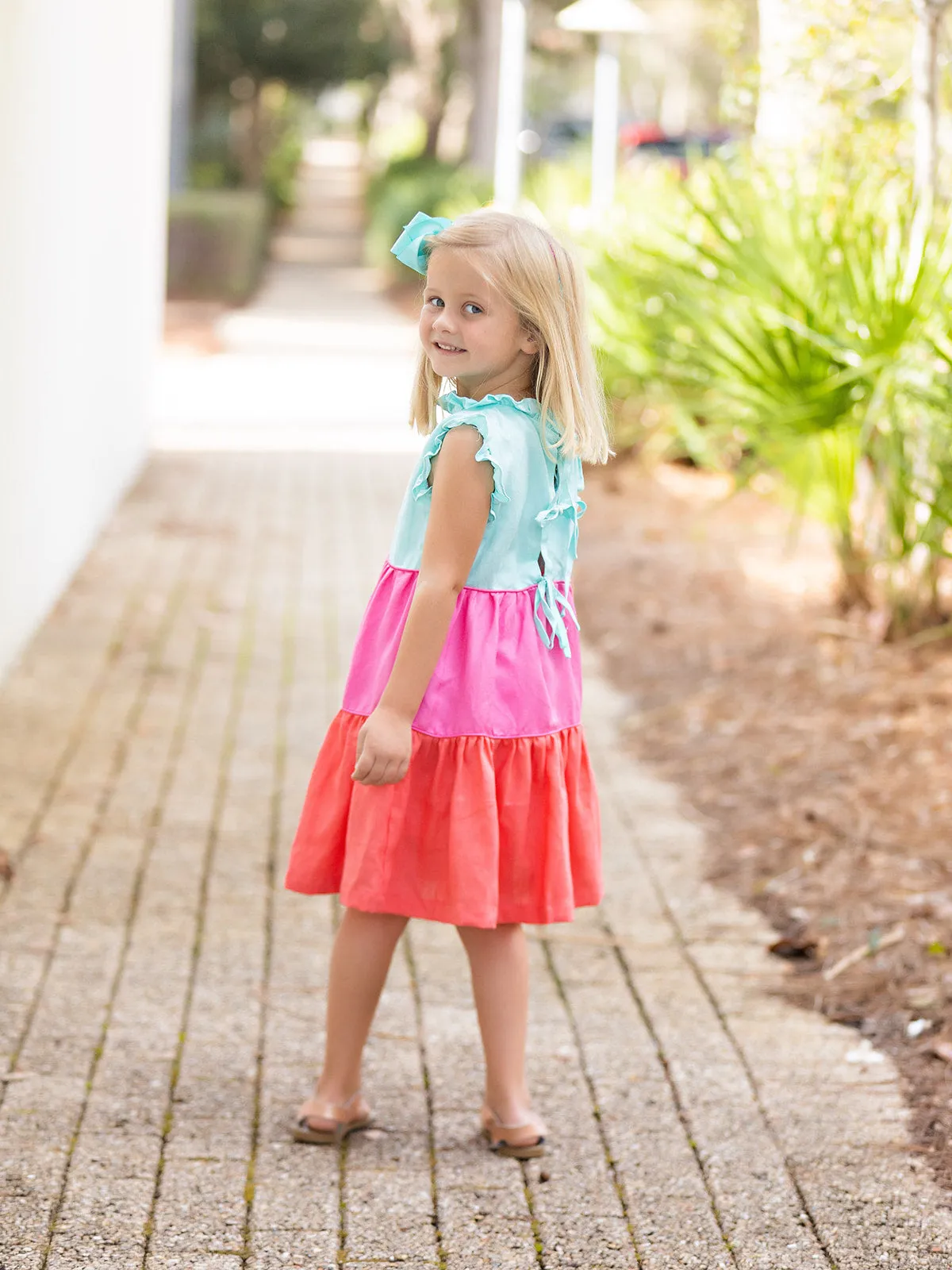 Linda Bright Tropics Tiered Dress