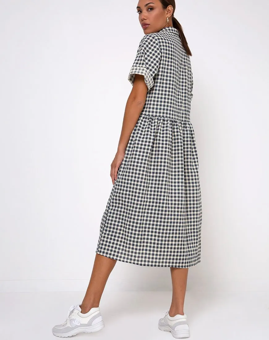 Lista Shirt Dress in Gingham Cream