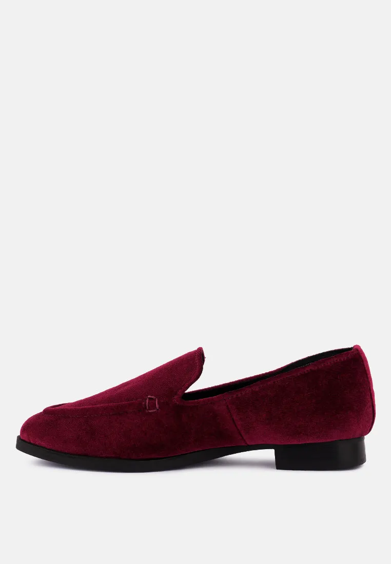 LUXE-LAP Burgundy Velvet Handcrafted Loafers