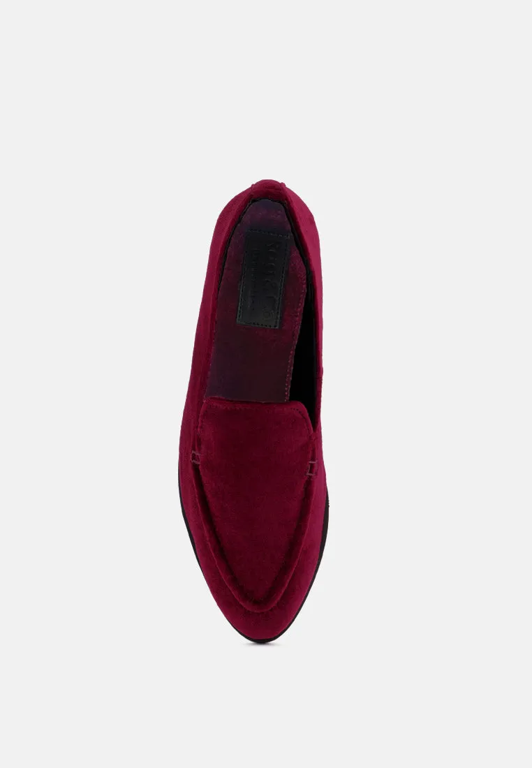 LUXE-LAP Burgundy Velvet Handcrafted Loafers