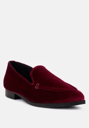 LUXE-LAP Burgundy Velvet Handcrafted Loafers