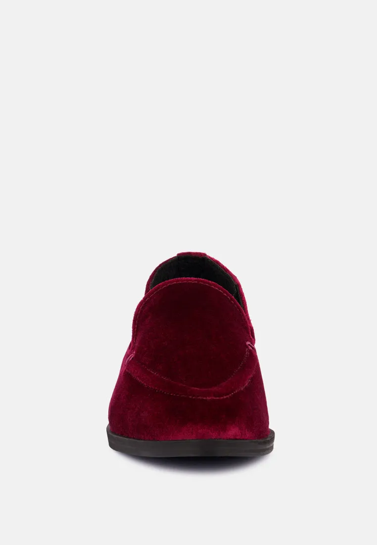 LUXE-LAP Burgundy Velvet Handcrafted Loafers