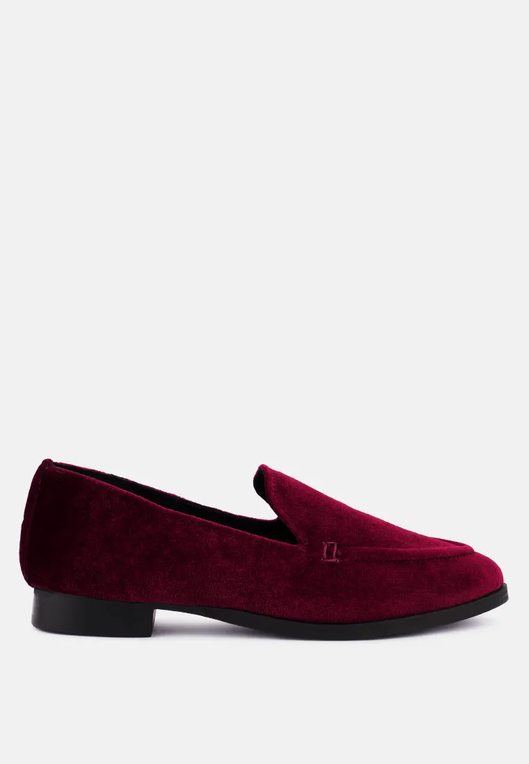 LUXE-LAP Burgundy Velvet Handcrafted Loafers