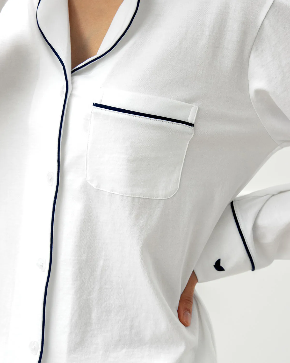 Luxe Pima Jersey PJ White/Navy