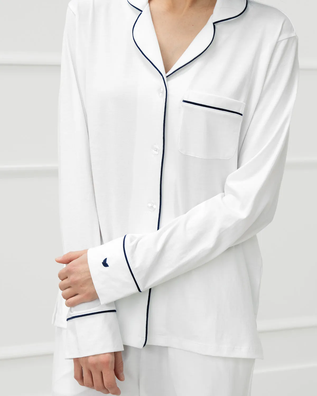 Luxe Pima Jersey PJ White/Navy