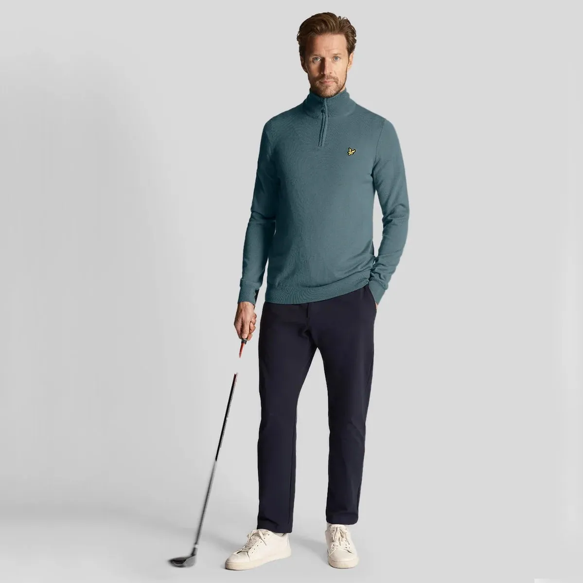 Lyle & Scott Golf Core 1/4 Zip Merino Mix - Iron Blue