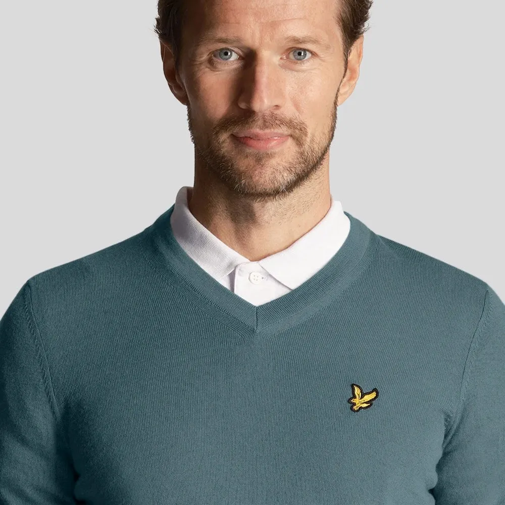 Lyle & Scott Golf Merino Blend V Neck Pullover - Iron Blue